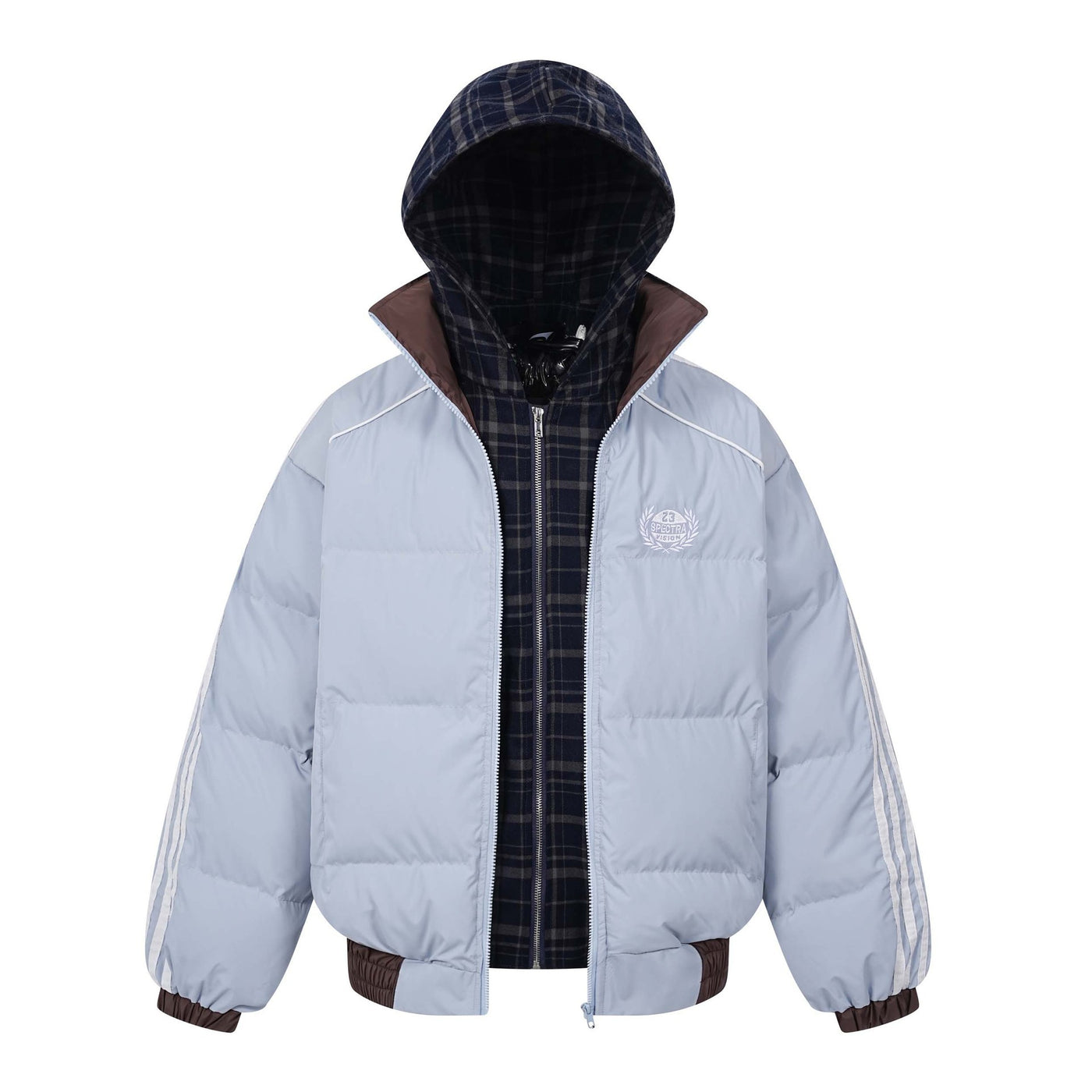 High Street Stitching Fake Two-piece Letter Embroidery Thickening Hooded Cotton Jacket Livera-fashion