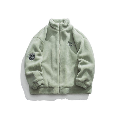 Casual Letter Embroidered Lamb Wool Coat Neutral Cotton-padded Jacket Livera-fashion