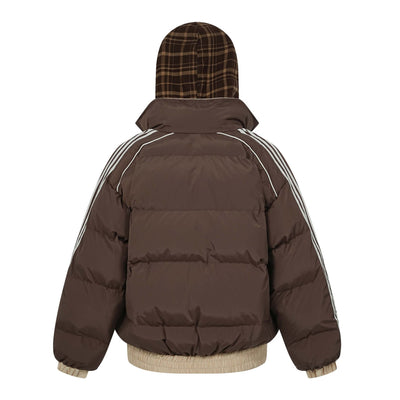 High Street Stitching Fake Two-piece Letter Embroidery Thickening Hooded Cotton Jacket Livera-fashion