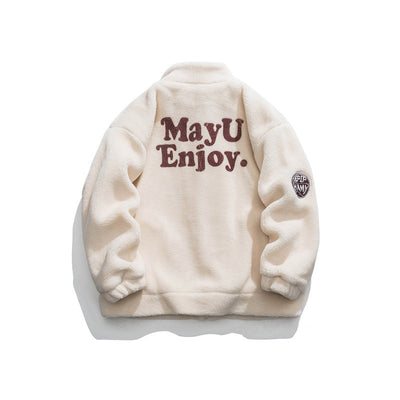 Casual Letter Embroidered Lamb Wool Coat Neutral Cotton-padded Jacket Livera-fashion