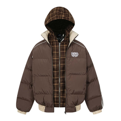 High Street Stitching Fake Two-piece Letter Embroidery Thickening Hooded Cotton Jacket Livera-fashion