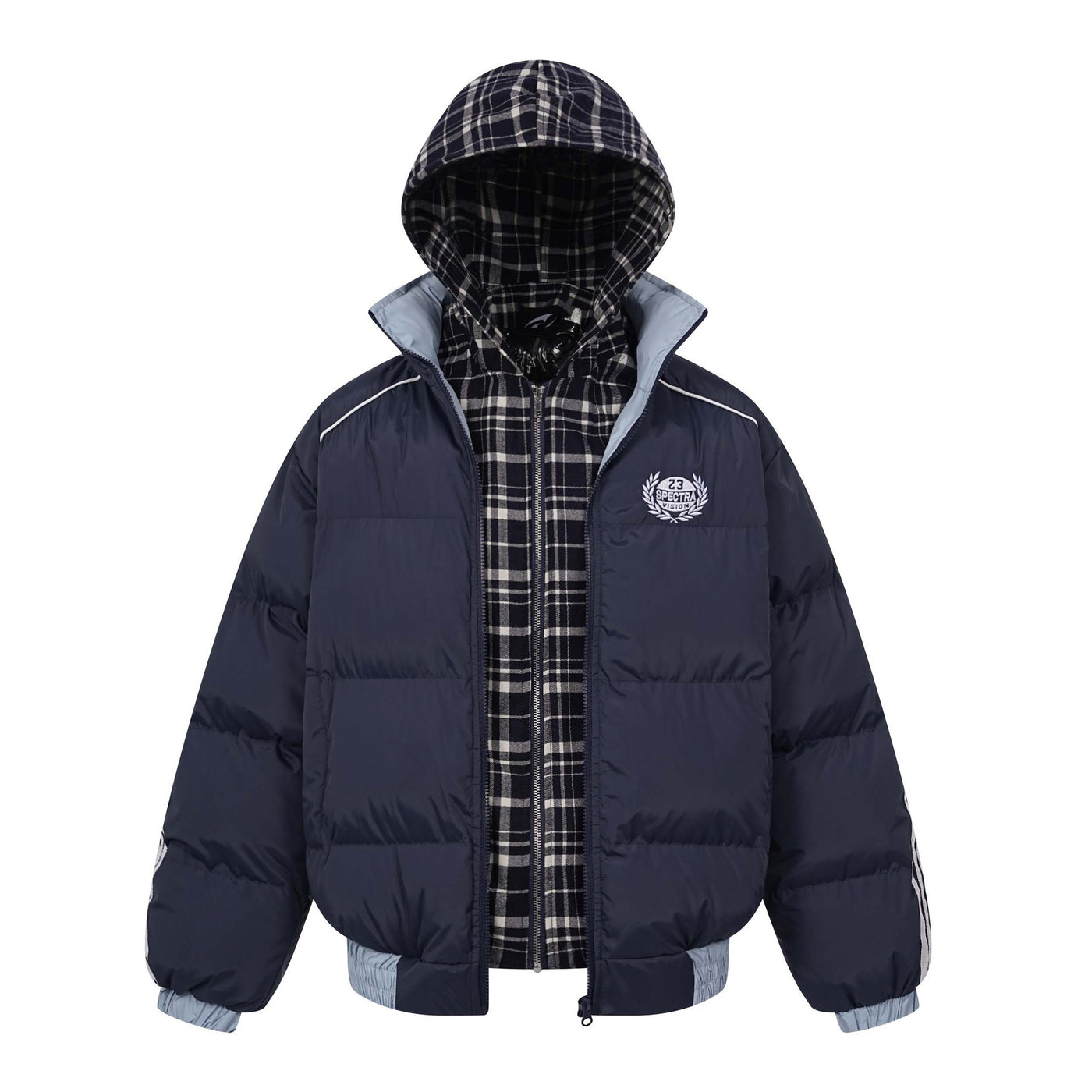 High Street Stitching Fake Two-piece Letter Embroidery Thickening Hooded Cotton Jacket Livera-fashion