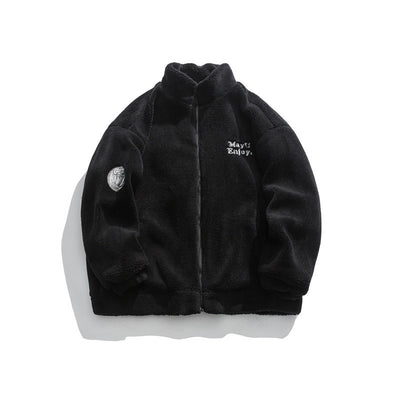 Casual Letter Embroidered Lamb Wool Coat Neutral Cotton-padded Jacket Livera-fashion